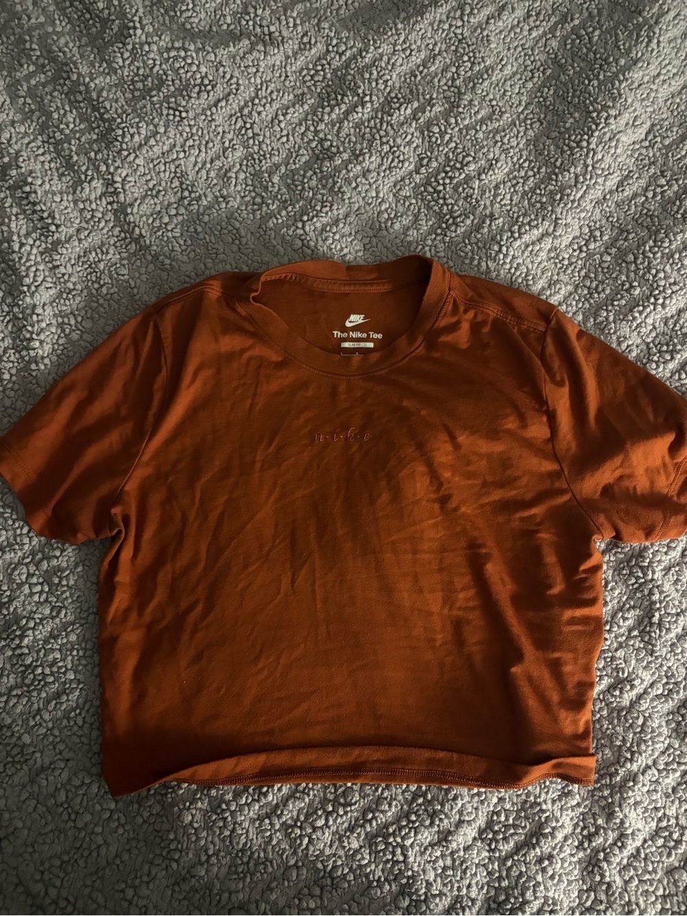 Nike Burnt Orange Cropped Short Sleeve Slim Fit Tee